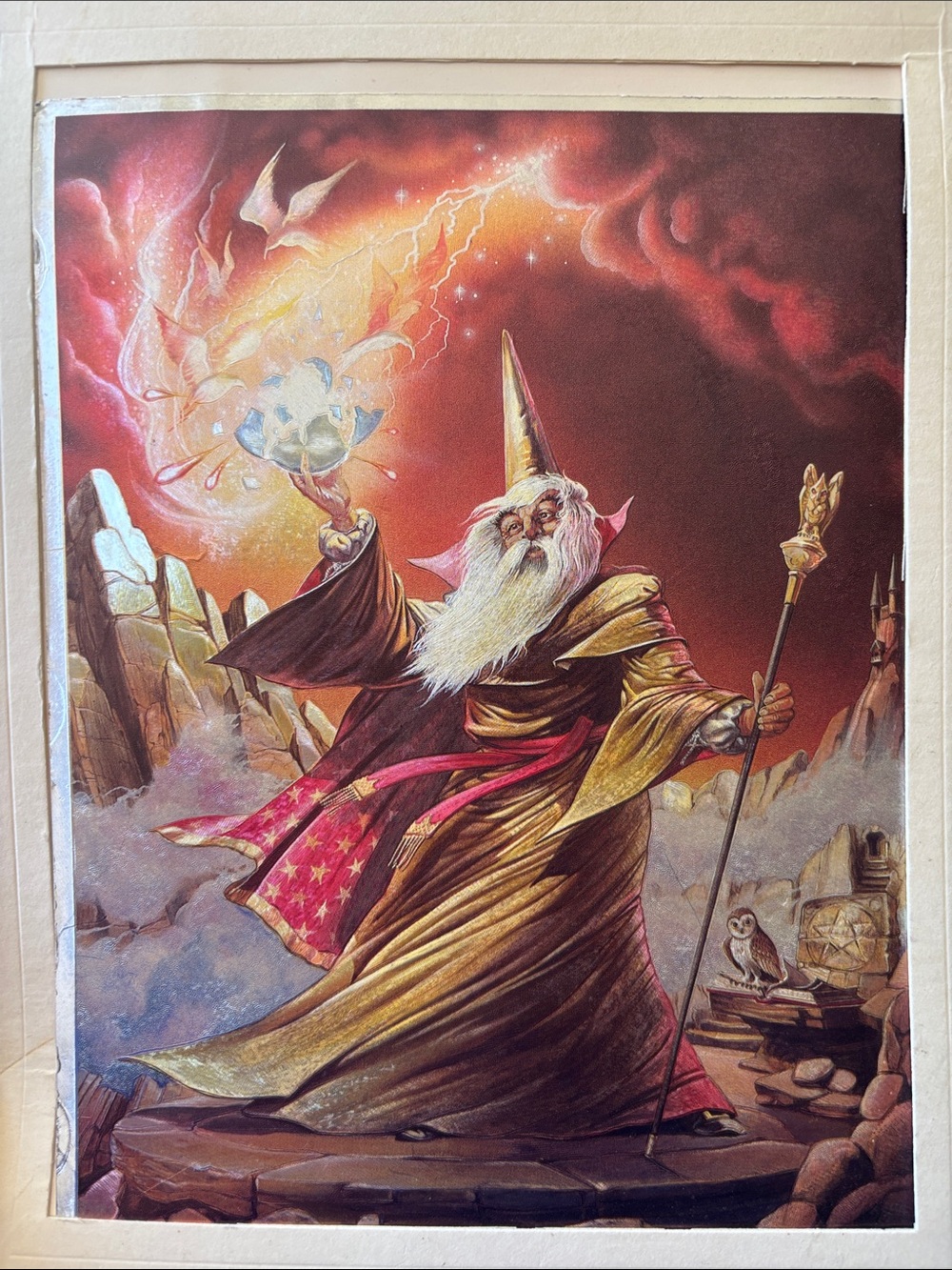 Red and Gold Wizard Art Print - Fantasy Home Wall Decor